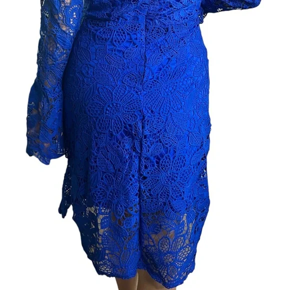 MISSGUIDED women’s crochet lace long sleeve blue midi dress size 4 Nwt - Picture 5 of 9